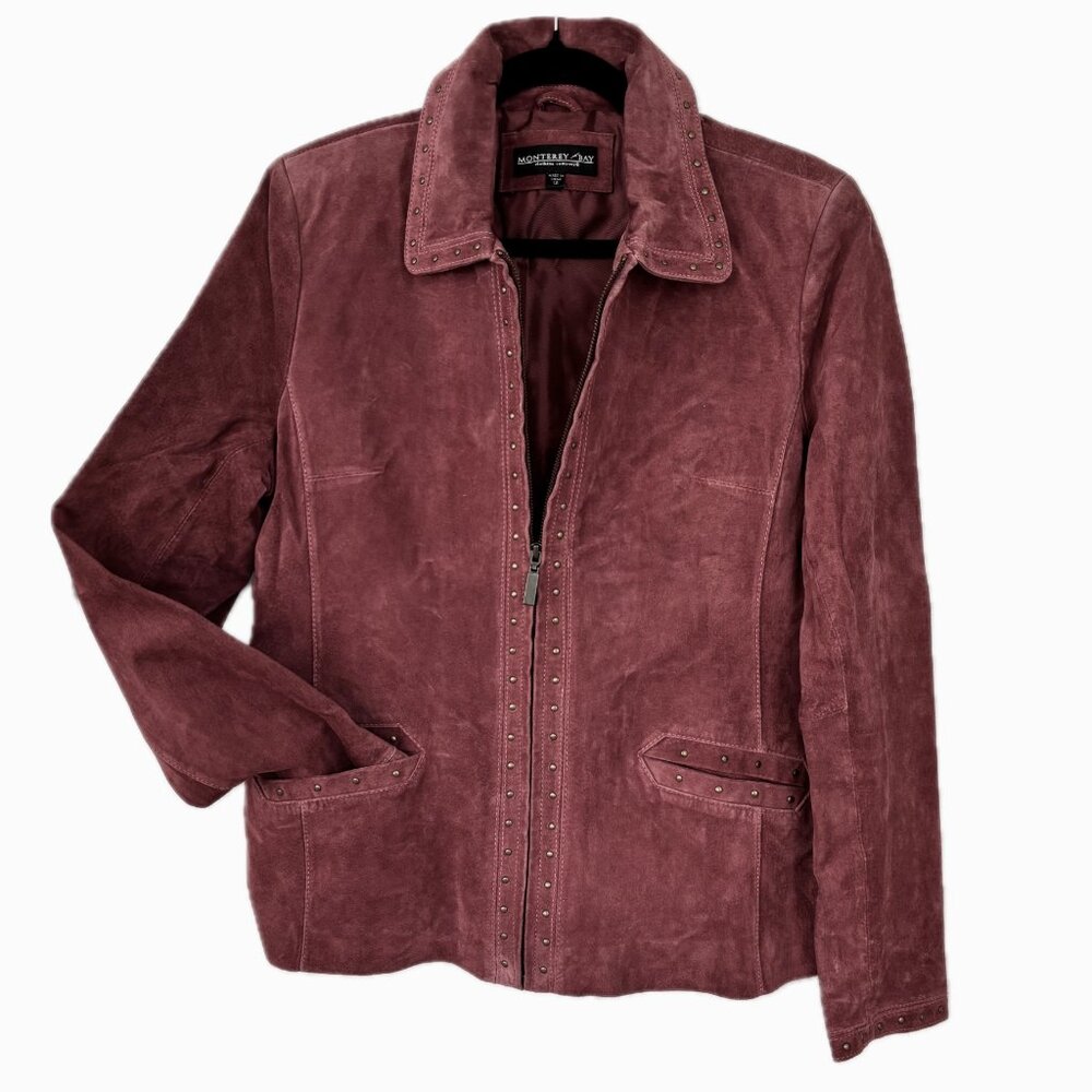 Monterey Bay Distressed Suede Zip-up Leather Jacket Womens Sz 12